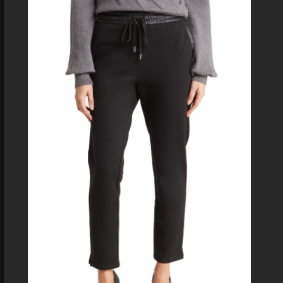 Laundry Shelli Segal Black Faux Leather Trim Trouser - Picture 1 of 9